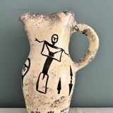 Enamelled ceramic pitcher with rock decoration