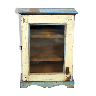 Showcase - Burmese teak wall shelf with unbleached patina - original blue