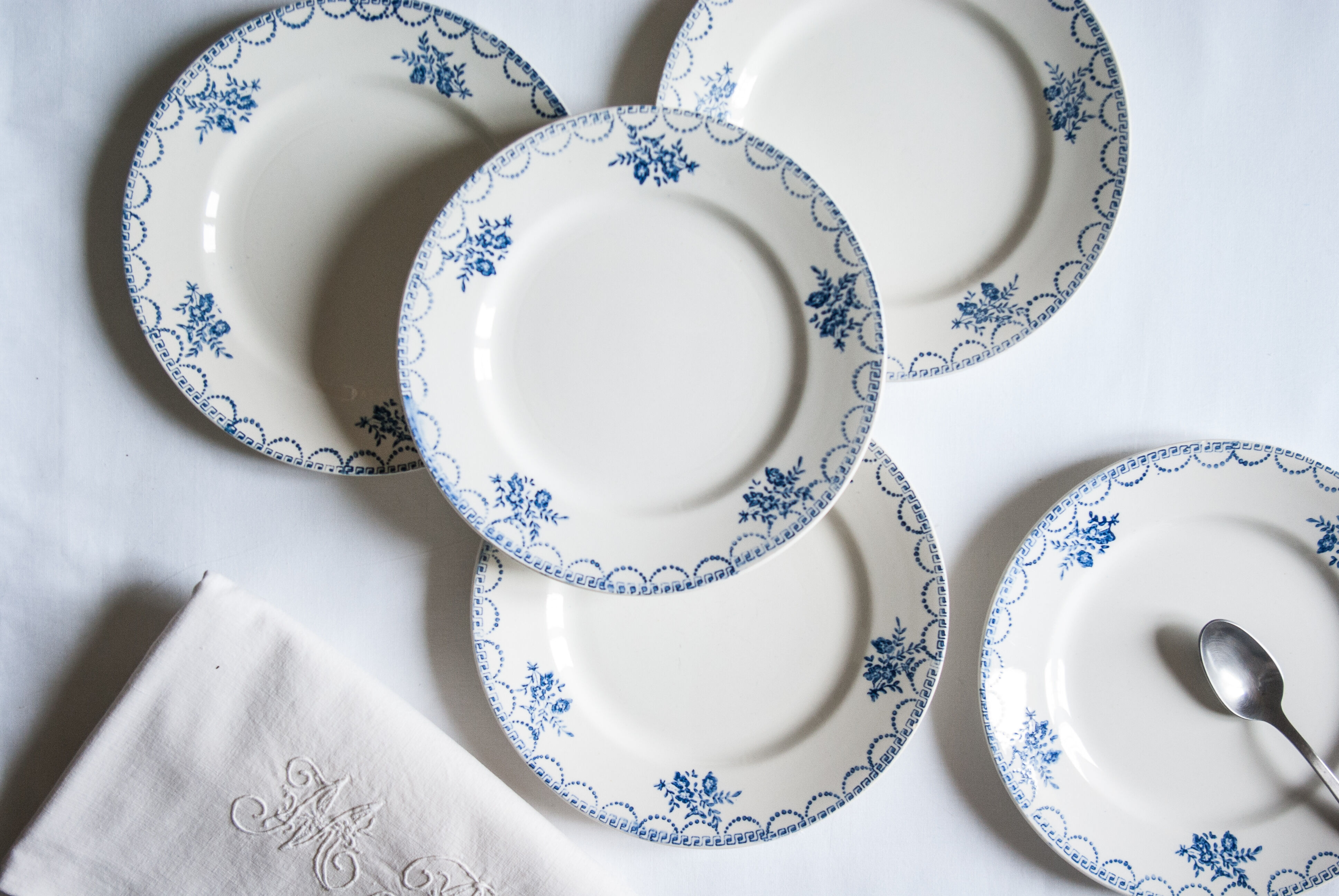 Old dessert plates - blue décor