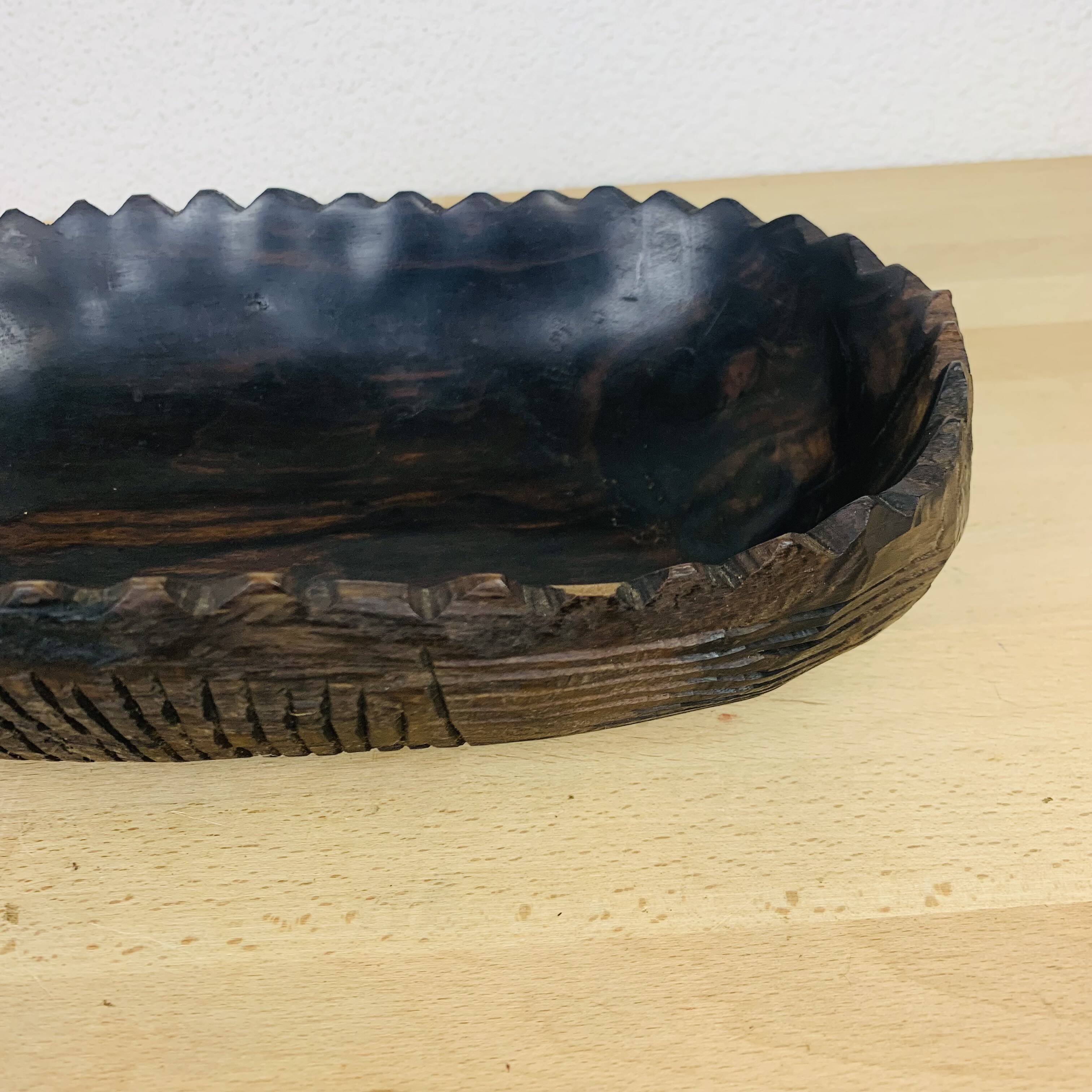 Ethnic style wooden fruit bowl