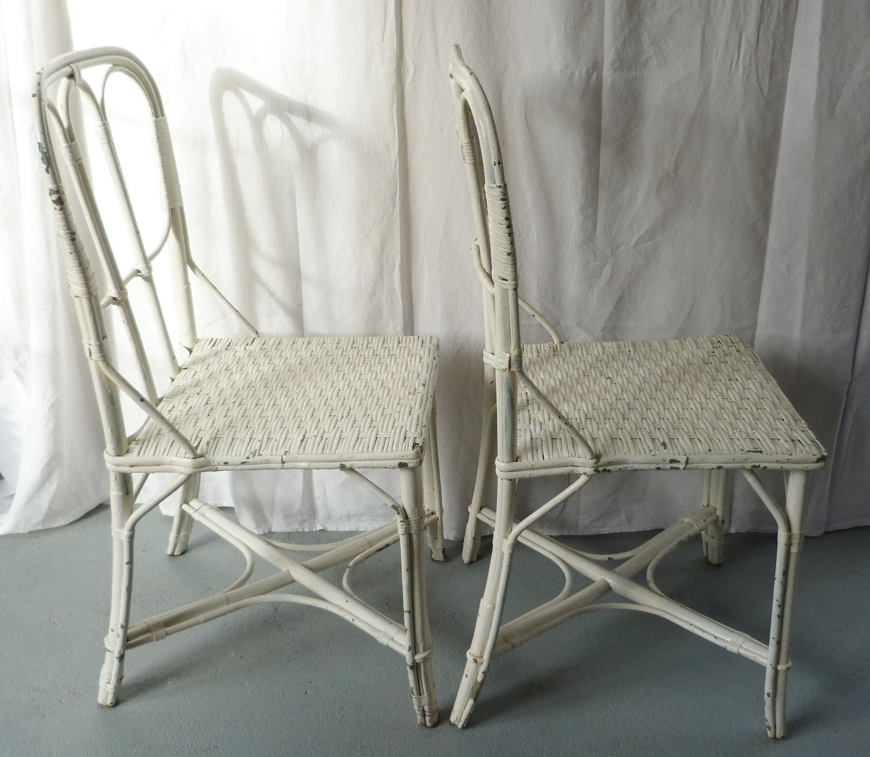 Pair of bamboo and rattan chairs