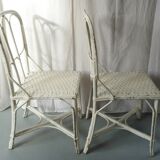Pair of bamboo and rattan chairs