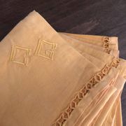8 serviettes anciennes monogrammées CG - 38x38 cm - Coton