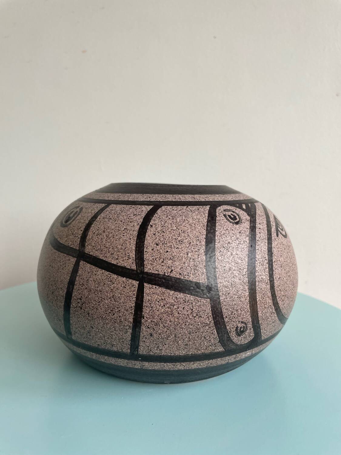 Stylized face vase signed Pierre Tornel – modernist ceramic – France 20th century