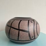 Stylized face vase signed Pierre Tornel – modernist ceramic – France 20th century