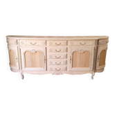 Buffet bas en merisier massif rénové – Style Louis XV revisité – 250 cm