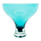 Grand vase sur pied en verre sarcelle.