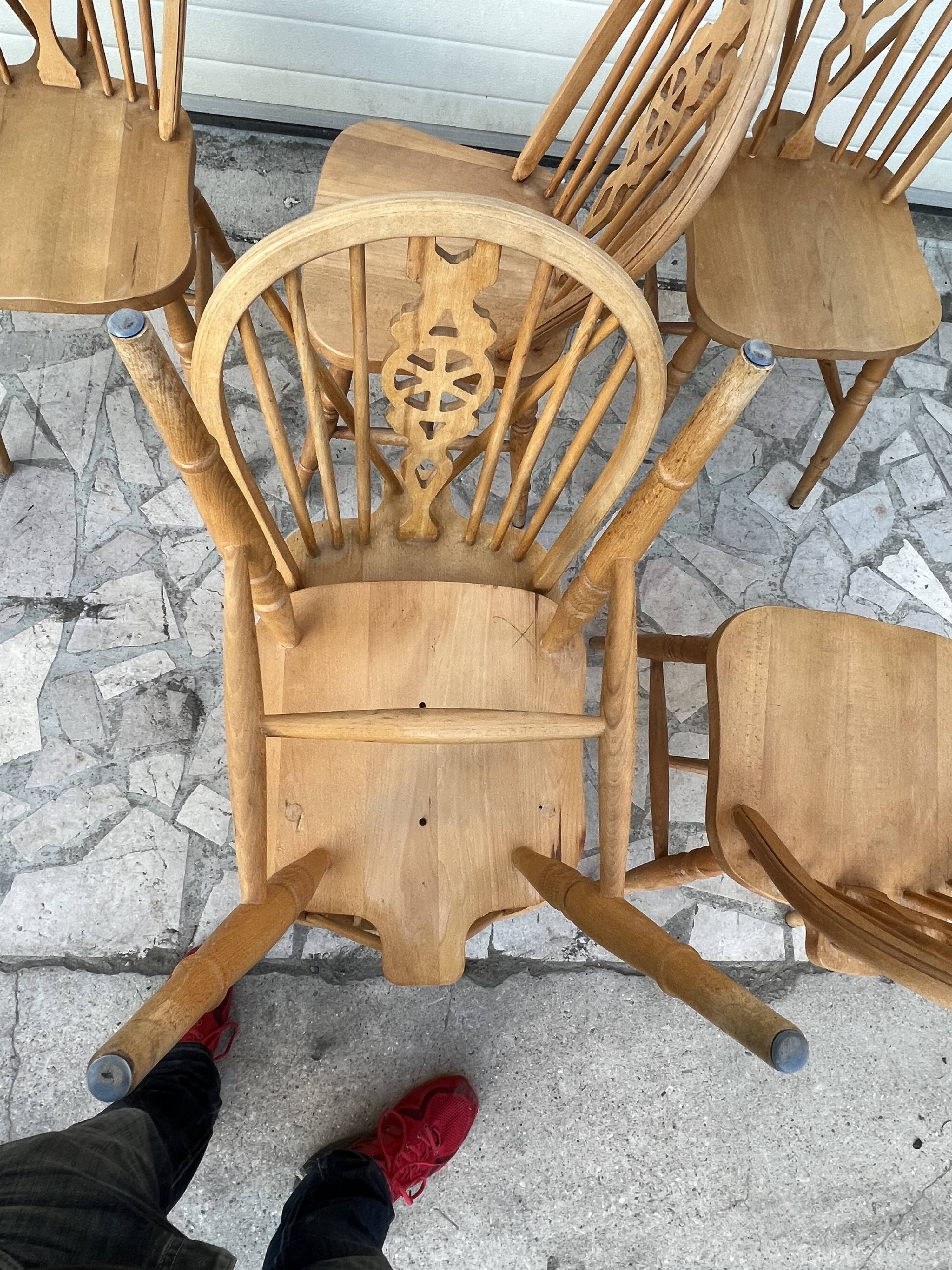 6 chairs bistro windsor wheelback in vintage beech baumann coffee