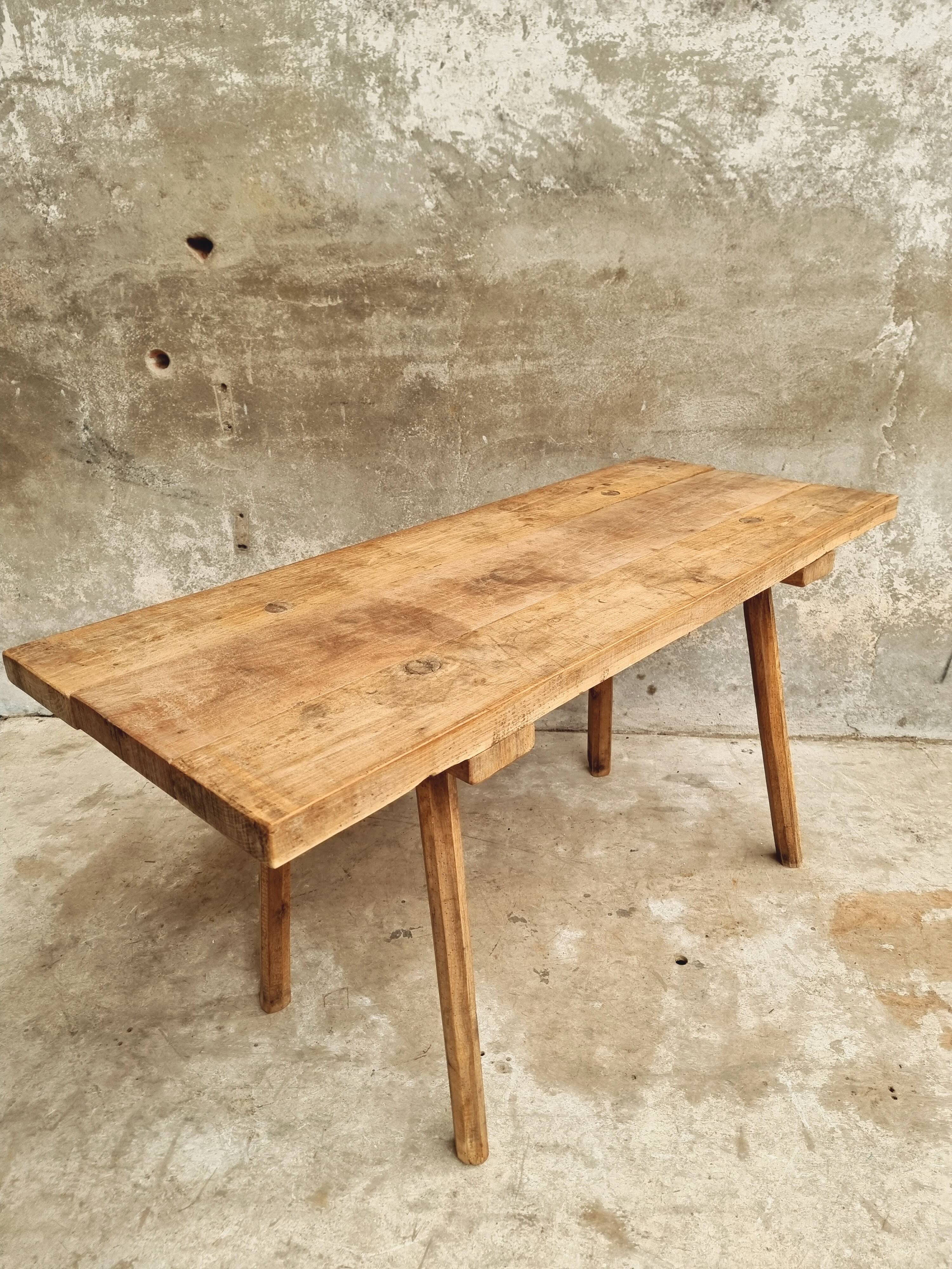 Antique butcher's table, work table, dining table, side table, oak