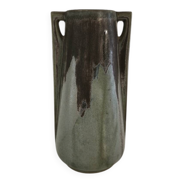 Vase denbac no. 144 art deco – flamed stoneware with handles – engraved signature