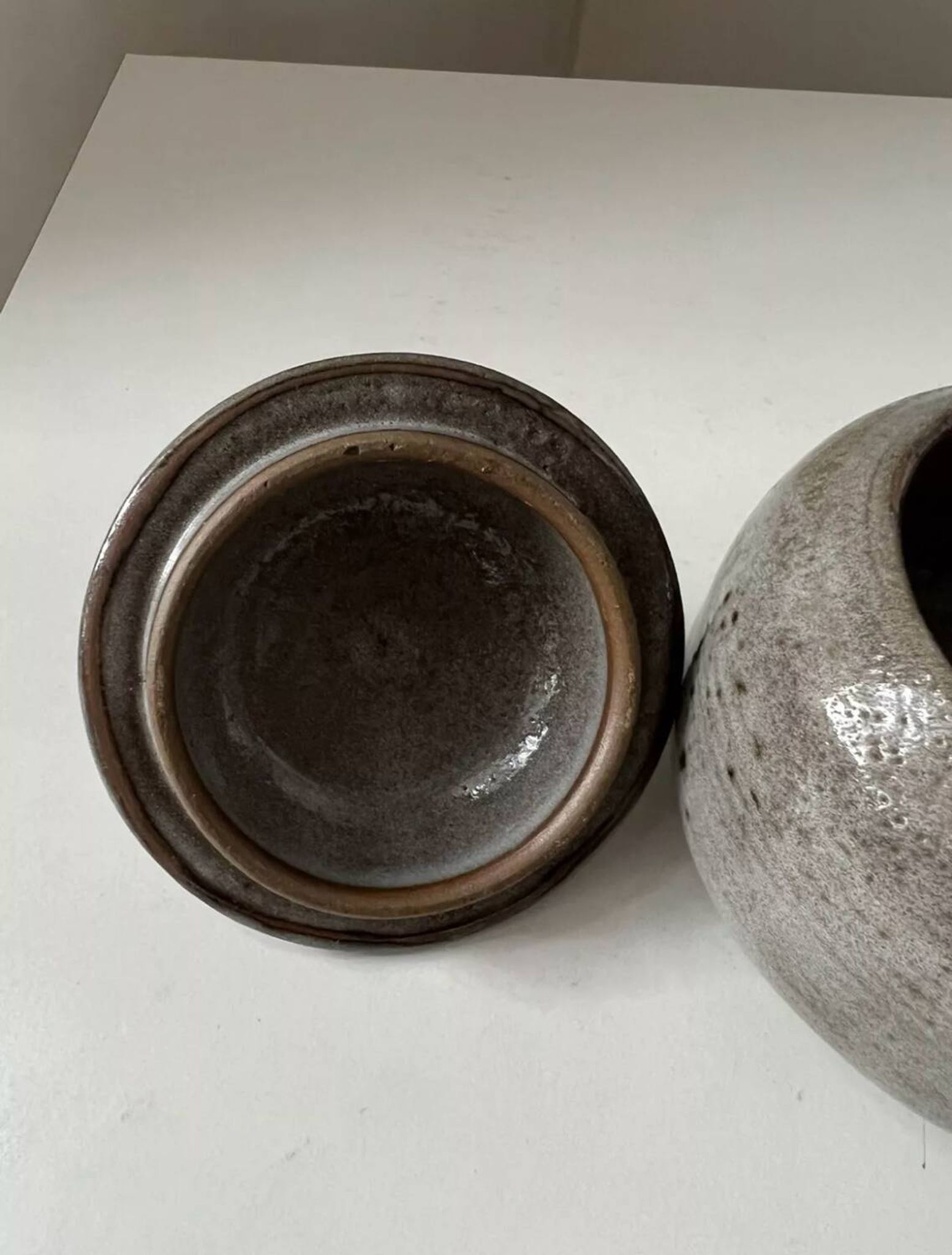 Ancien pot grès sucrier ACTH Thierry Chantal ROBERT