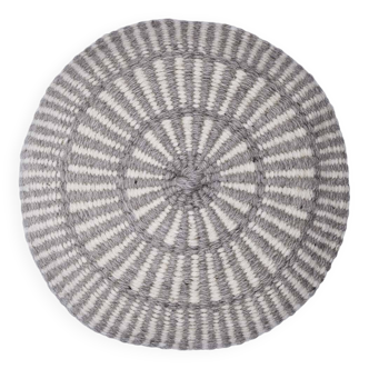 Coussin rond 100% pure laine motifs gris