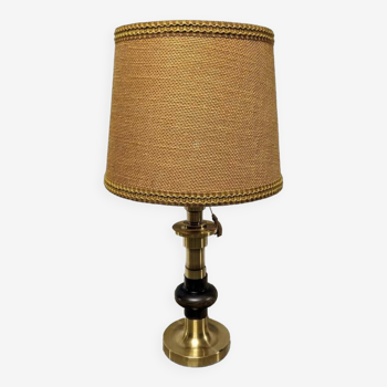 Large brass and wood lamp