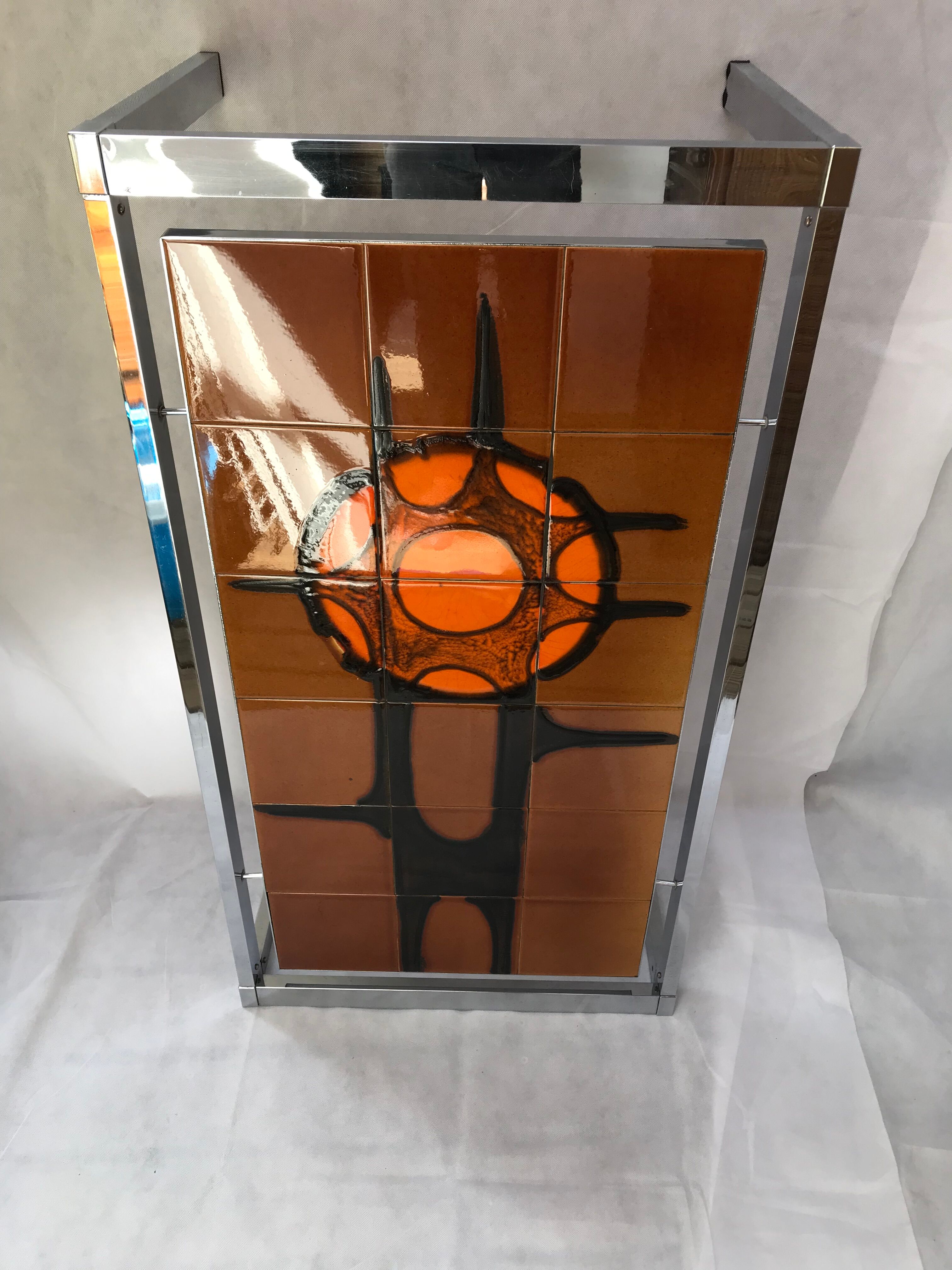 Metal and ceramic earthenware coffee table