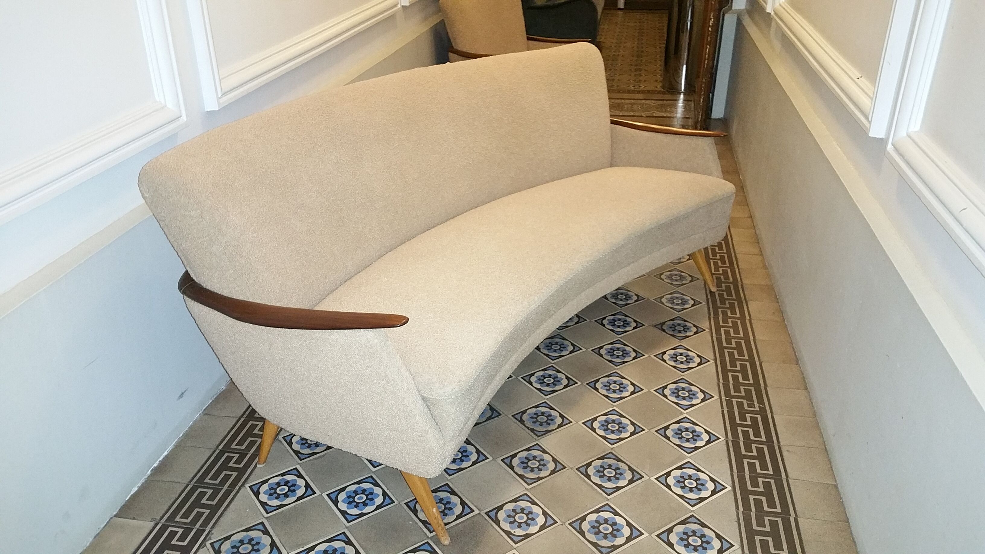 Set arc + 2 chairs 50s 60s Danish sofa good condition