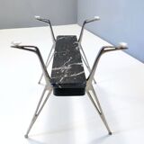 Oval Glass Coffee Table with Portoro Marble and Iron Base, Italy