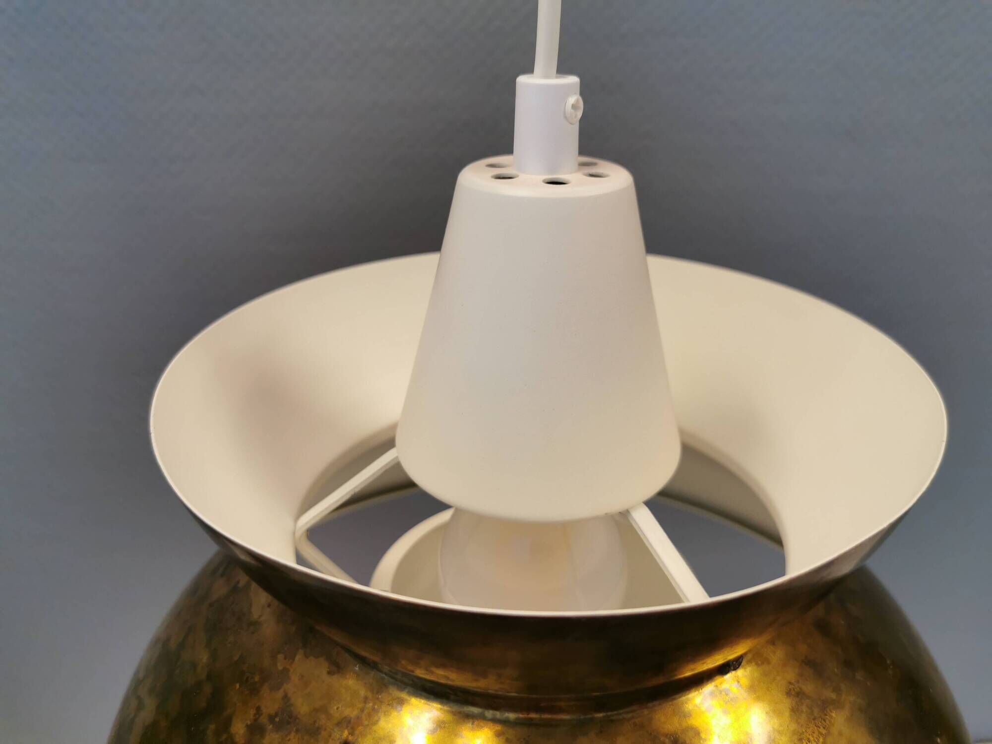 Navy hanging lamp, by Utzon for Louis Poulsen Denmark 1960s.
