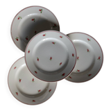 4 vintage earthenware dessert plates - Small floral pattern