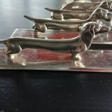 12 Apollo Knife Holders in Silver Metal Animals ART deco