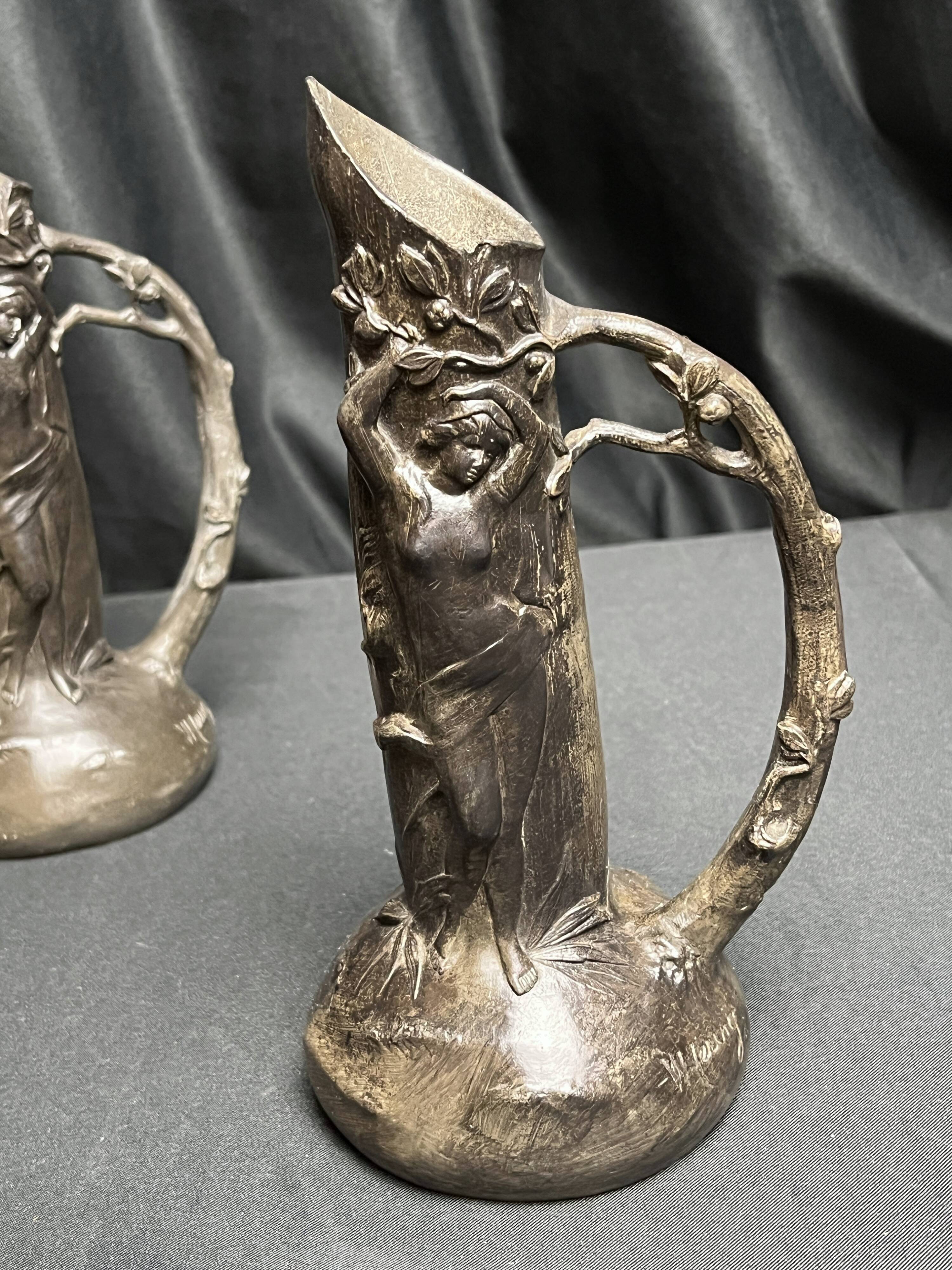 Art Nouveau pair of pewter vases signed W. Hering circa 1900