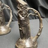 Art Nouveau pair of pewter vases signed W. Hering circa 1900