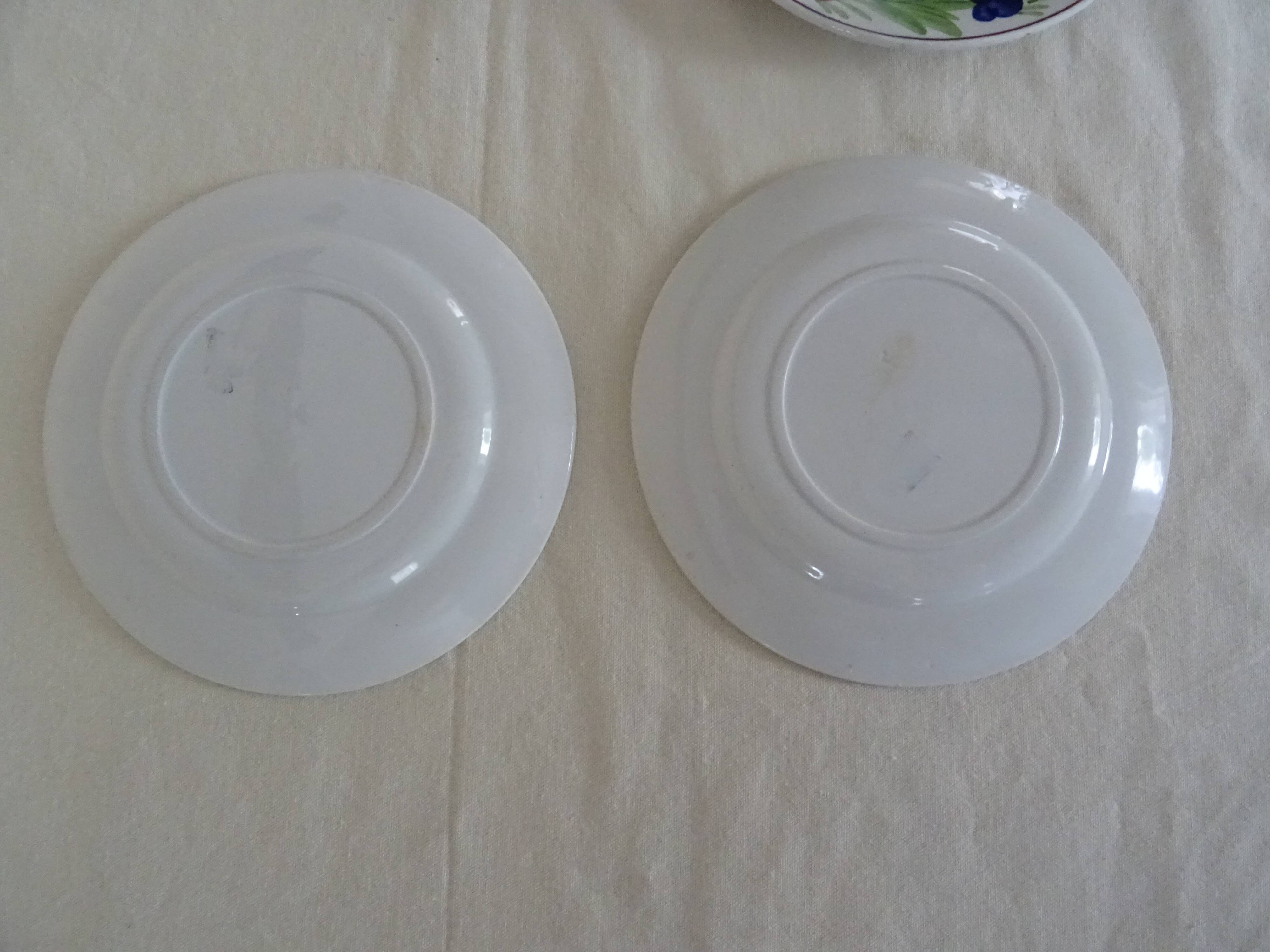 5 plates Luneville Badonviller old faience 385012 red flowers