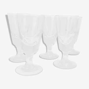 Set of 6 mouth-blown foot glasses