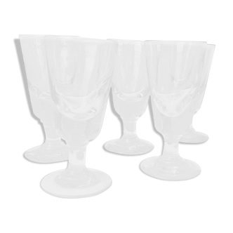 Set of 6 mouth-blown foot glasses
