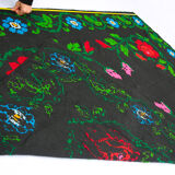 Tapis roumain traditionnel et ancien à motifs floraux bohèmes 155x215cm