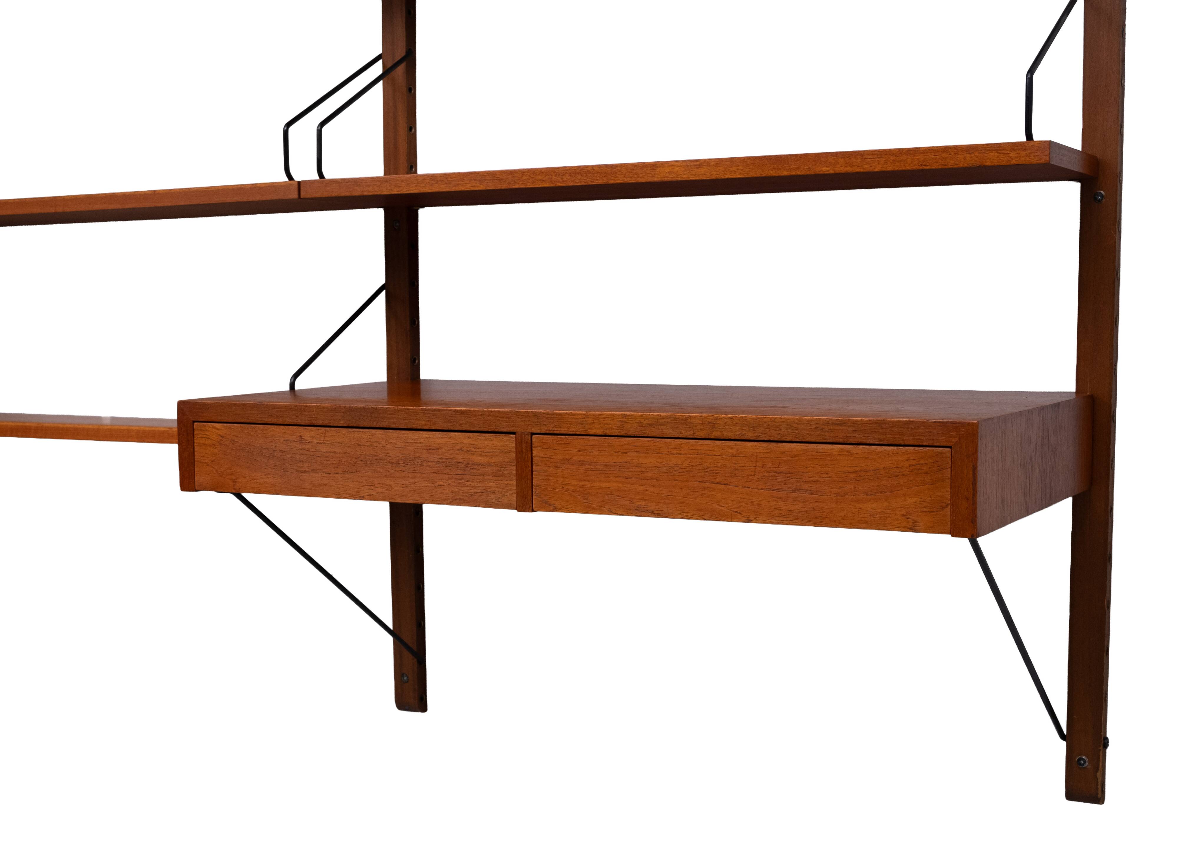 Système mural Royal Teak Poul Cadovius vintage des années 1960 avec 4 armoires