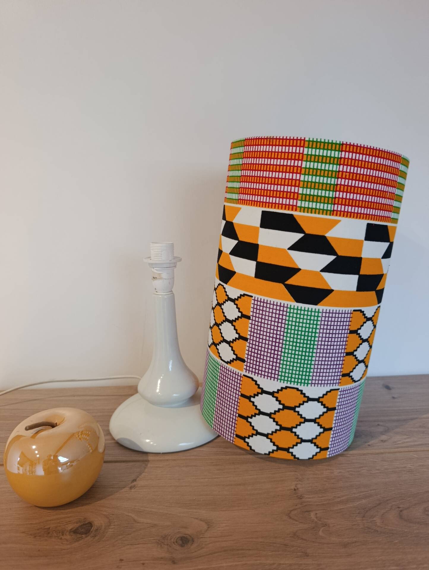 Afro-pop table lamp with Kente wax print
