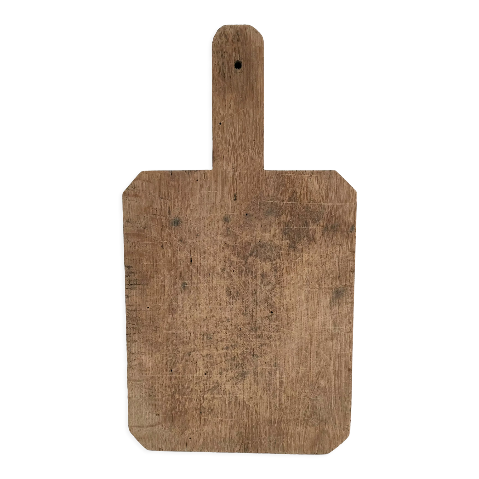 Vintage patinated solid wood cutting board H. 41 cm