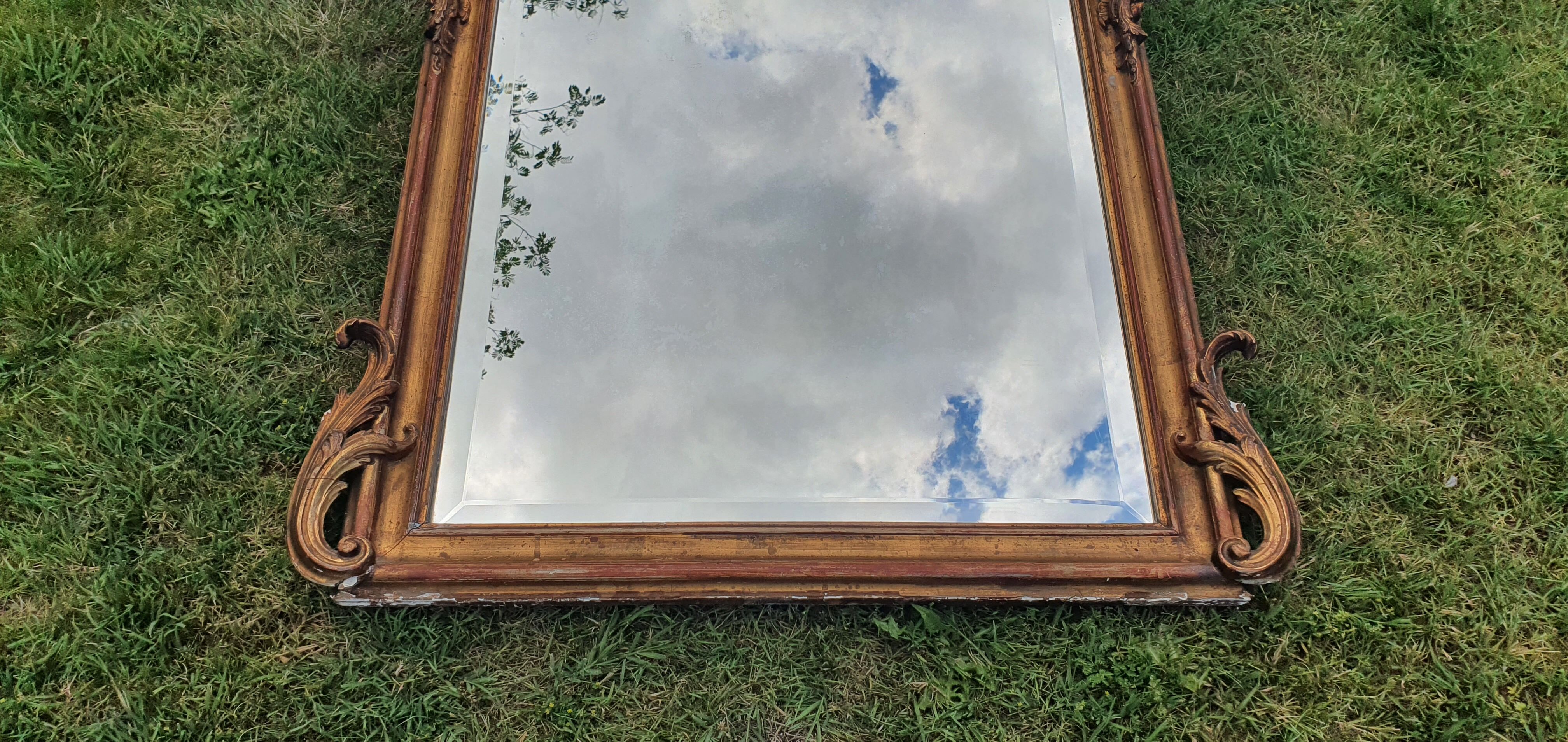 Gilded mirror of louis XV style fireplace 1900 79x145cm