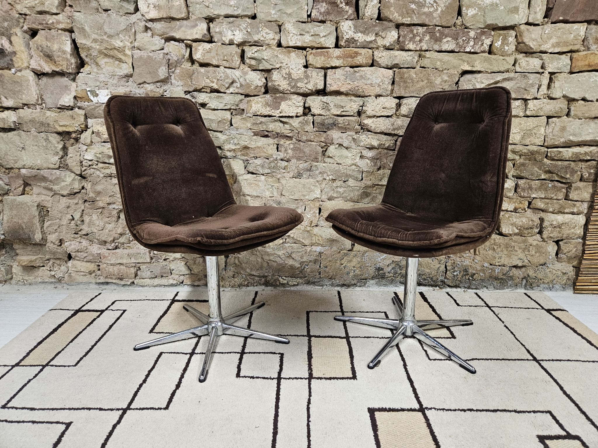 Paire de chaise fauteuil velour vintage  1970"