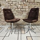 Pair of vintage velvet armchair chair 1970"