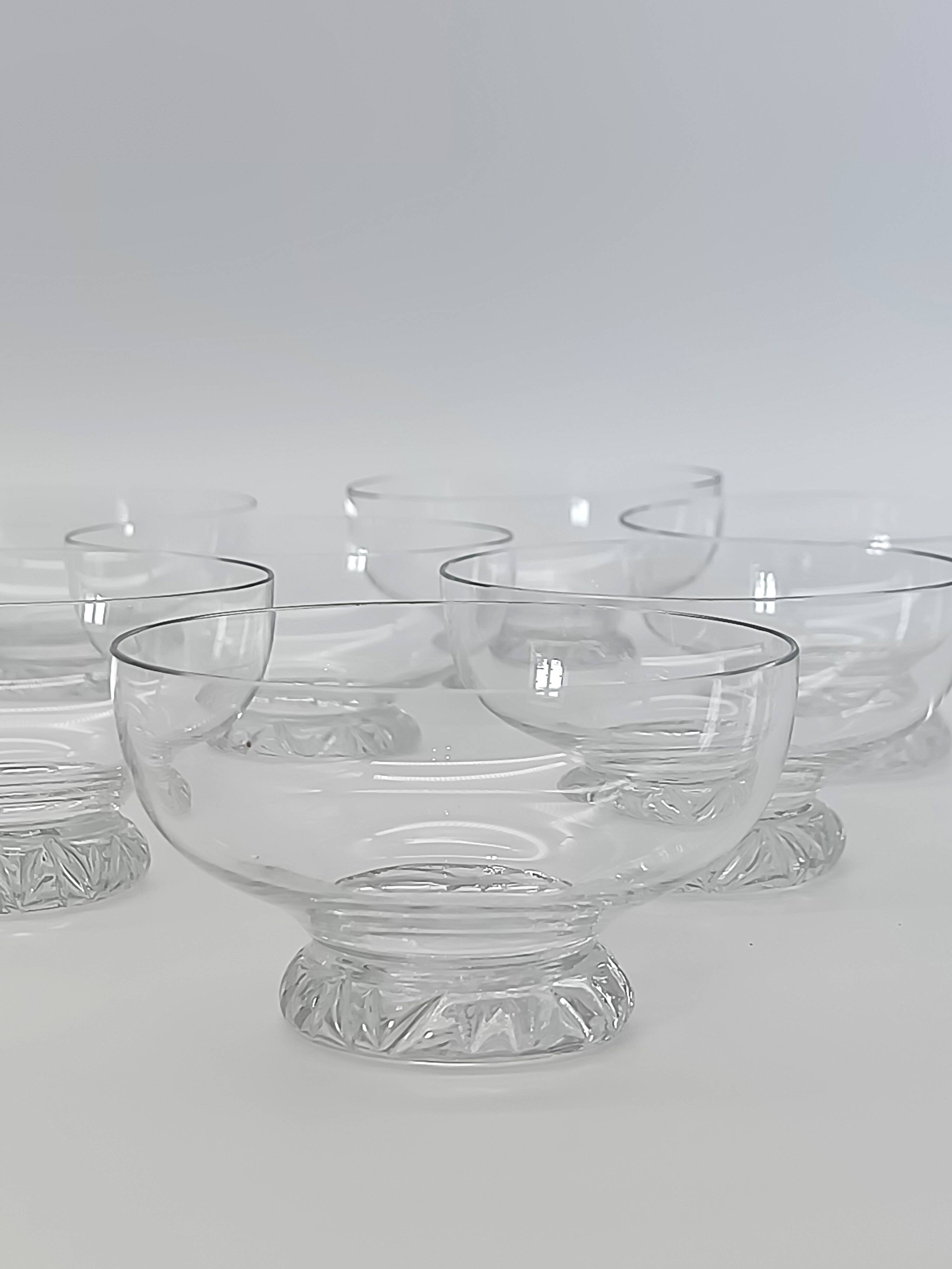 Set of 12 dessert / ice cream bowls in crystal - Daum Nancy France - Circa