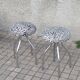 Lot de 2 tabourets champignon vintage DESIGN en métal chromé et assise velours Léopard