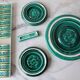 Set of trivets / bottle knife holder barbotine from the 1950s.