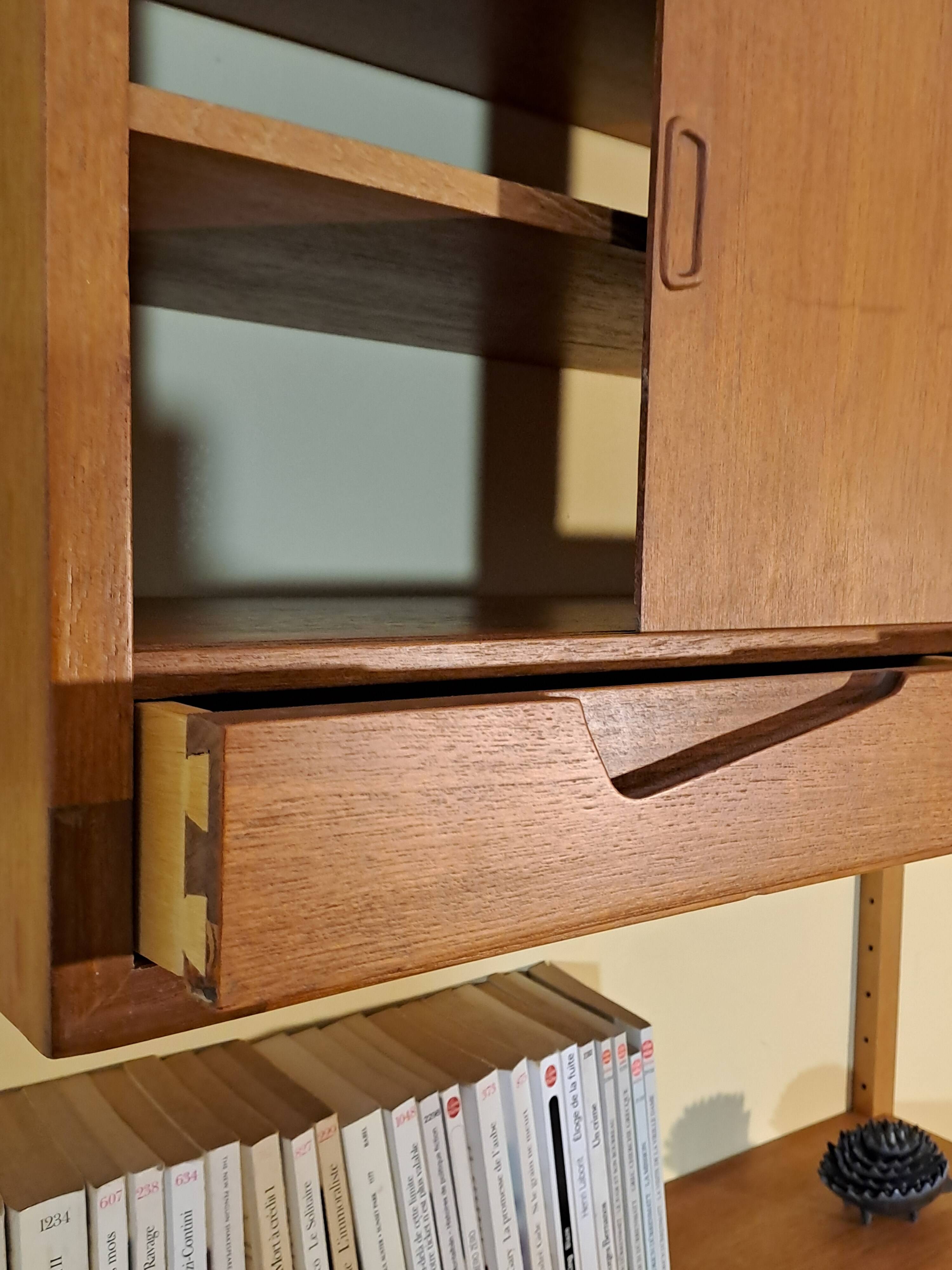 Teak wall secretary RIVAL, Vintage Scandinavian 1960s