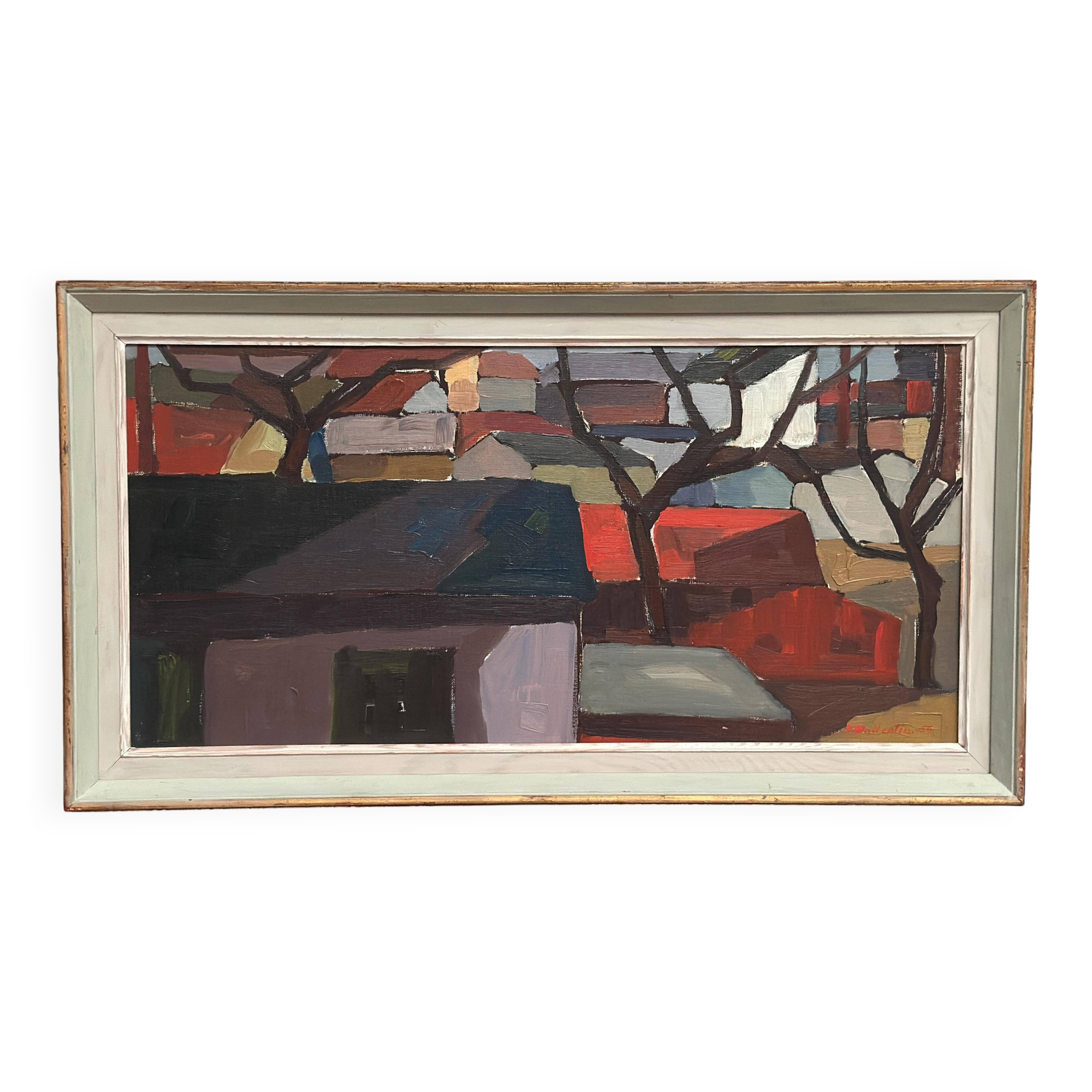 Original Swedish Oil on Canvas – “I stadens utkant Kalmar ” by Raymond Wall