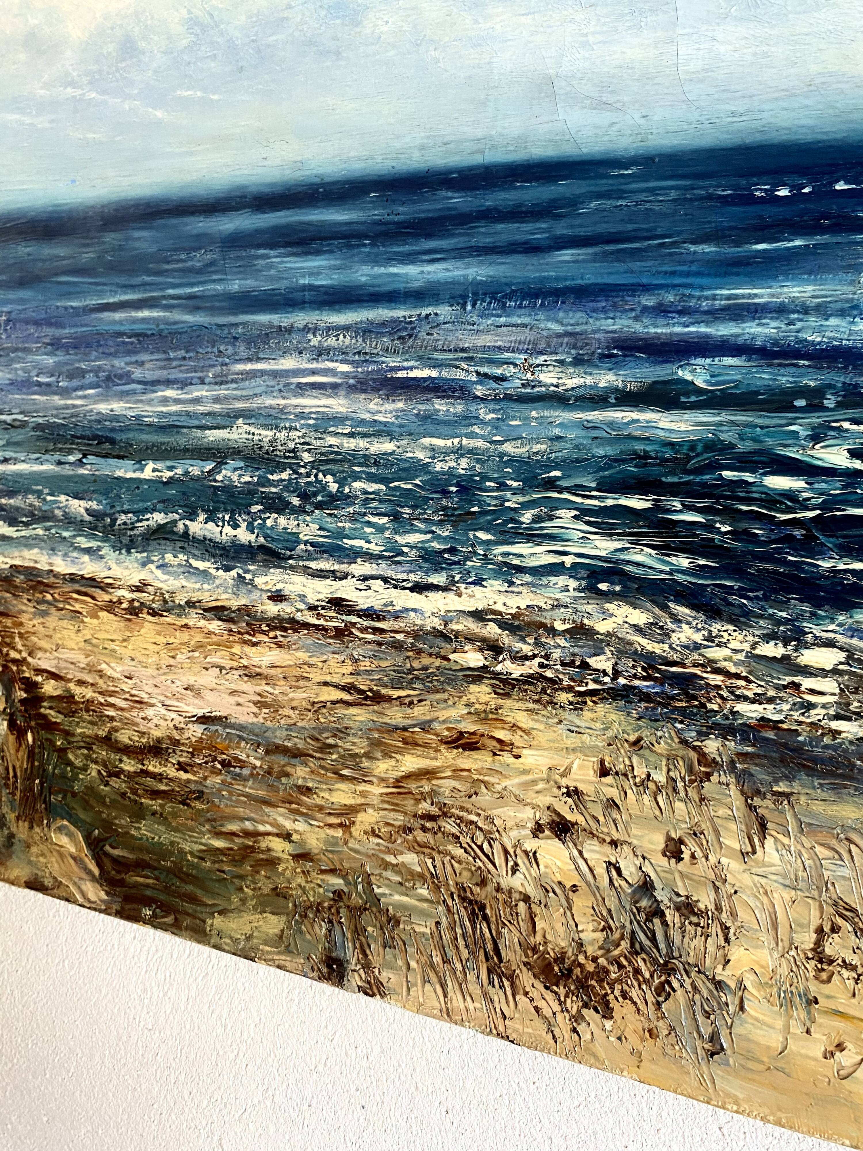 Tableau Huile sur toile plage de Sète  années 80