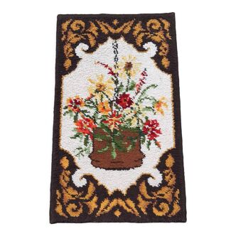 Vintage wool curly carpet floral pattern 120x69cm