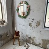 Oval ceramic mirror with flowers