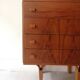 Chest of drawers in rosewood and vintage mid-century black glass, czechoslovakia 1970