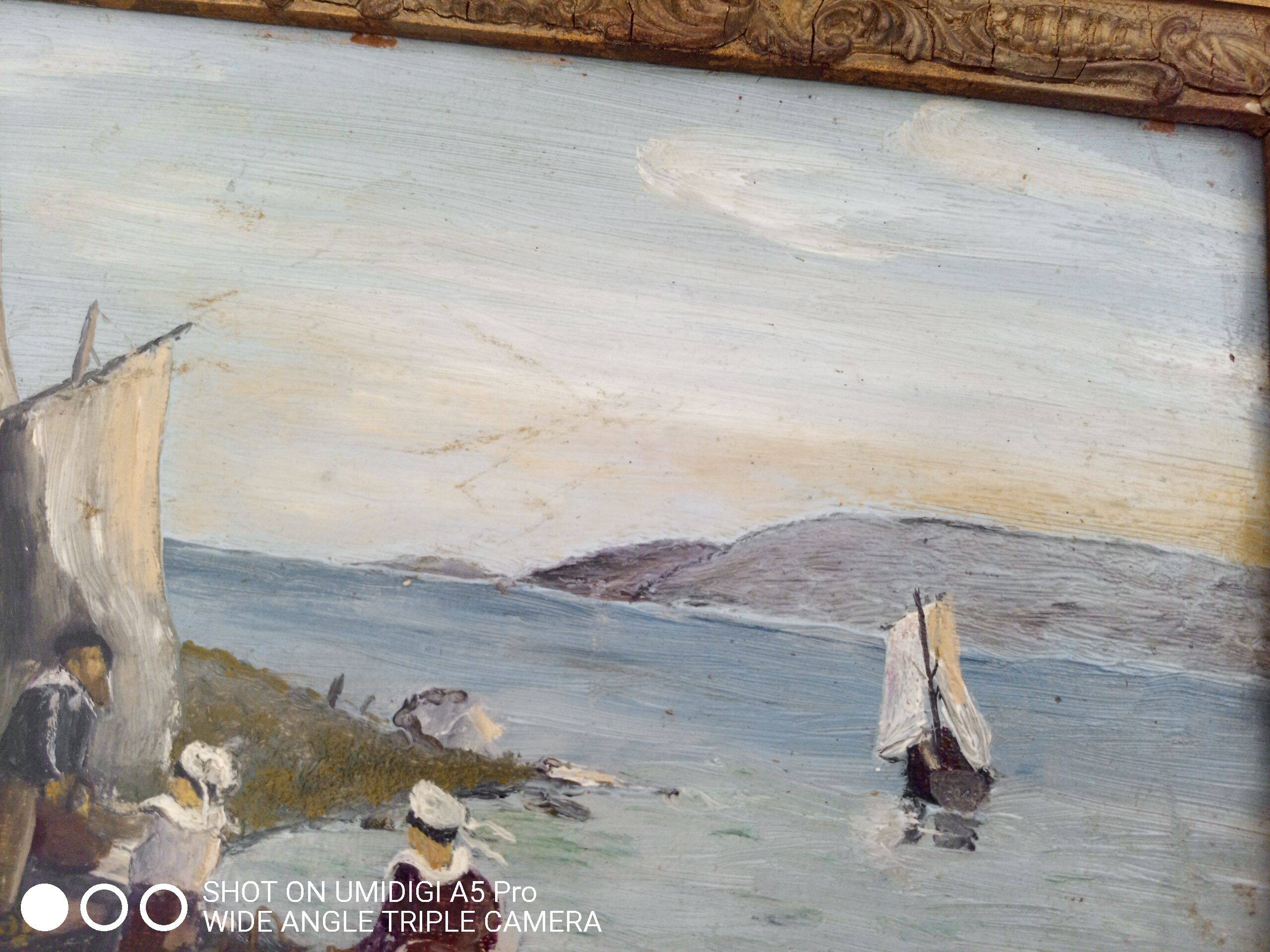 Oil on panel signed ED Géliot - 23 x 33 cm - boat in Brittany