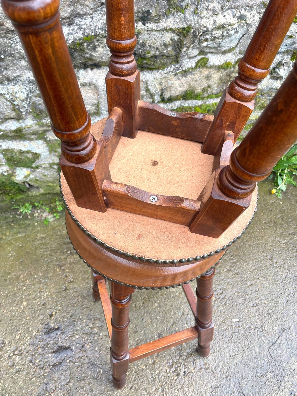 Pair of studded leather bar stools