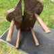 Brutalist vintage coffee table with 4 feet in oak