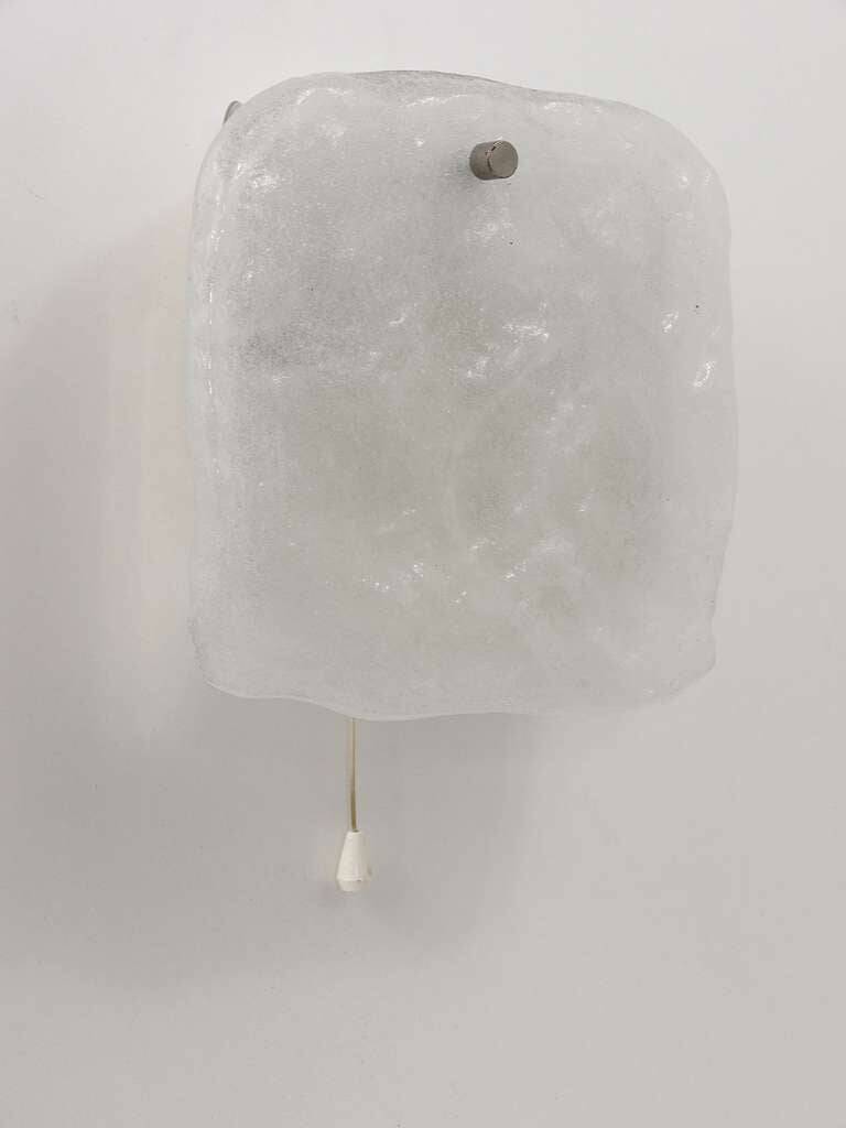 Midcentury wall sconce Kalmar in frosted ice glass, Austria, 1960s