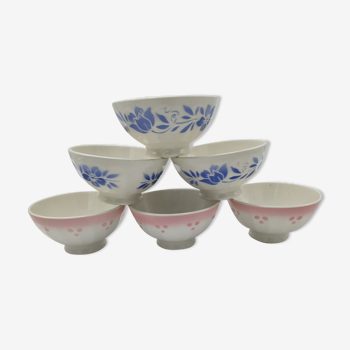 Series of 6 bowls old type Digoin/Sarreguemines