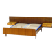 Vintage double bed with nightstands in teak, maple, brass & glass, 1960s